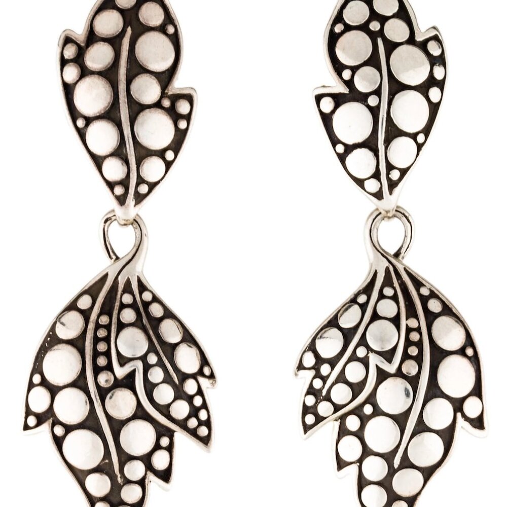 SOLD! Vintage John Hardy Silver Dot Ayu Leaf drop earrings